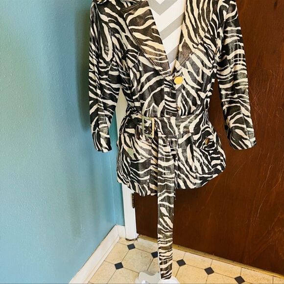 Cache Linen blend Beige and Tan Belted Jacket - Picture 3 of 11